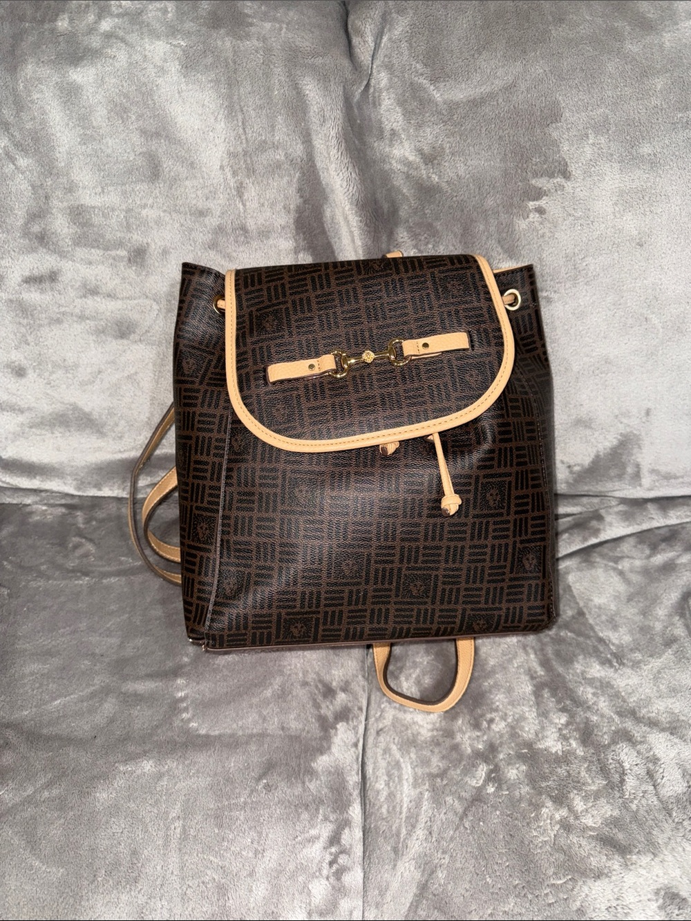 Brown Monogram Backpack with Tan Trim